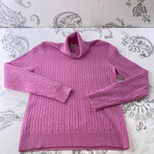 TWEEDs Cashmere 2-ply Cable Knit Sweater TURTLENECK LONG SLEEVE
Pink Large